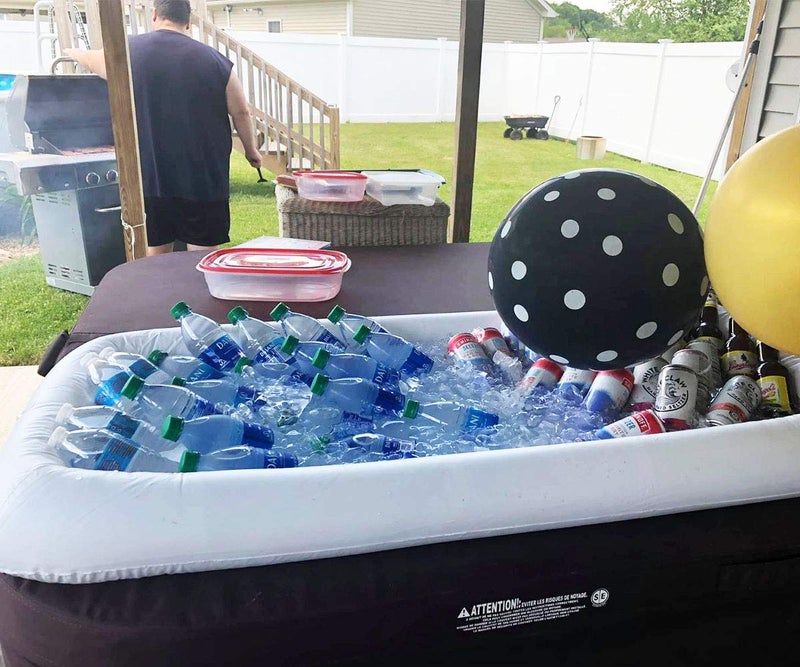 DBlosp Inflatable Serving Bars Ice Buffet Salad Serving Trays Food Drink Holder Cooler Containers Indoor Outdoor BBQ Picnic Pool Party Supplies Cooler Drain Plugï¼ŒIce Tray Food Drink Containers for Summer Par - Image 5